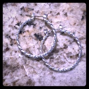 Braided Silver Hoop Earrings